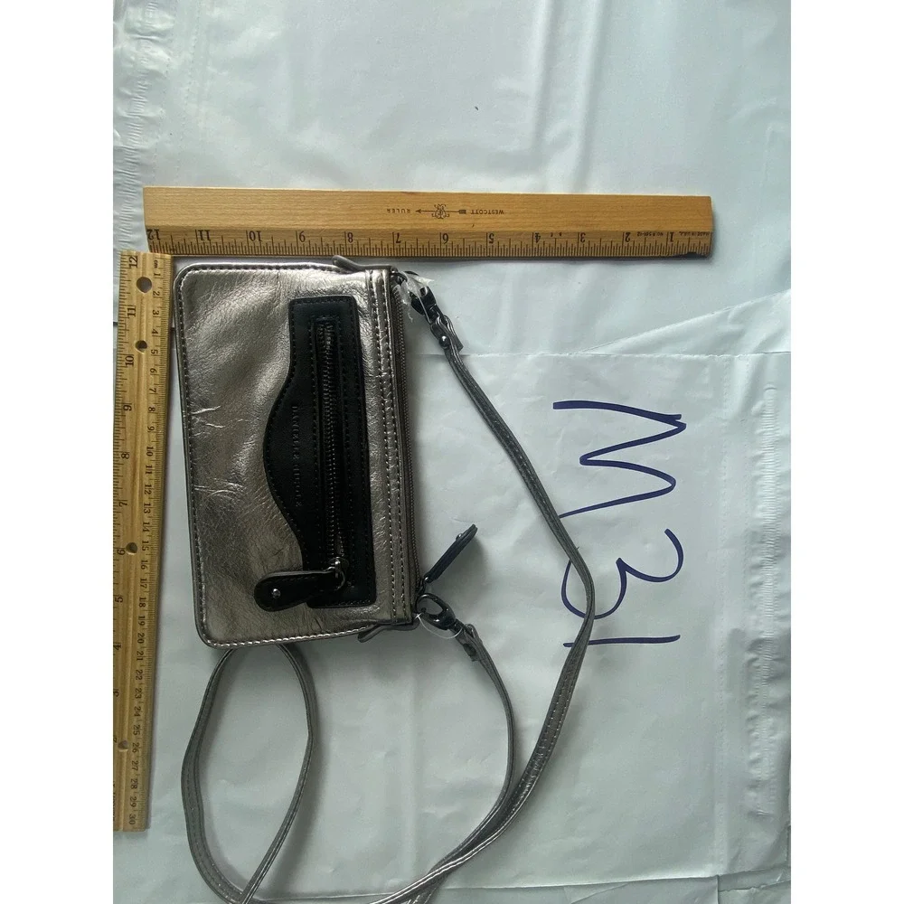 Metallic Silver Clutch‎ Wristlet Crossbody Bag